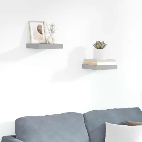 Étagères murales flottantes 2 pcs gris 23x23,5x3,8 cm MDF