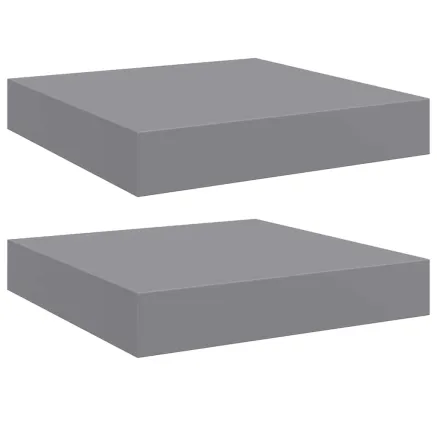 Étagères murales flottantes 2 pcs gris 23x23,5x3,8 cm MDF 2