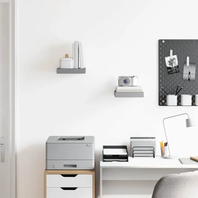 Étagères murales flottantes 2 pcs gris 23x23,5x3,8 cm MDF