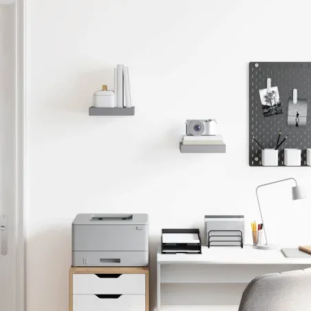 Étagères murales flottantes 2 pcs gris 23x23,5x3,8 cm MDF