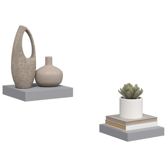 Étagères murales flottantes 2 pcs gris 23x23,5x3,8 cm MDF