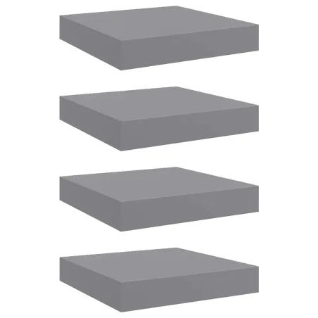 Étagères murales flottantes 4 pcs gris 23x23,5x3,8 cm MDF