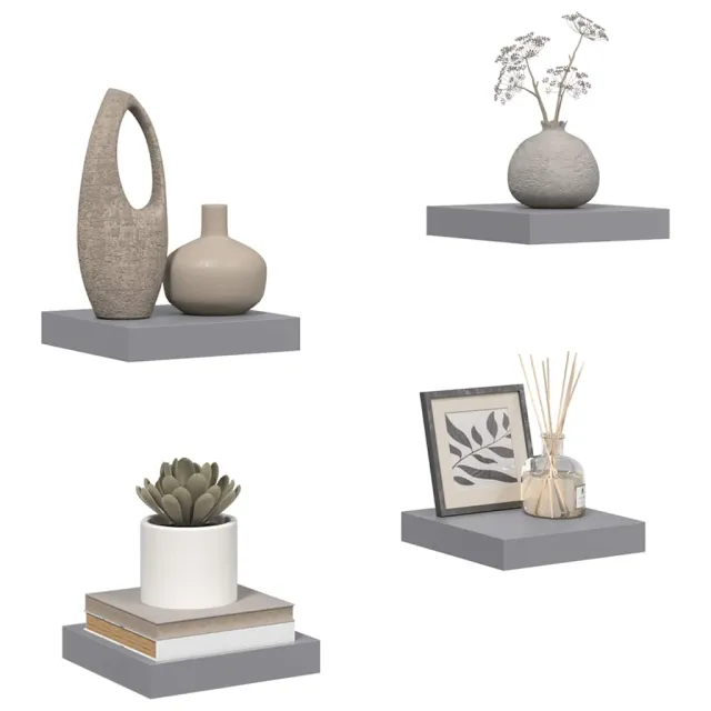 Étagères murales flottantes 4 pcs gris 23x23,5x3,8 cm MDF
