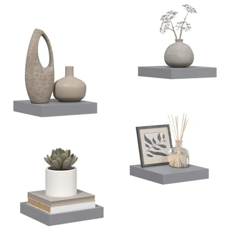 Étagères murales flottantes 4 pcs gris 23x23,5x3,8 cm MDF