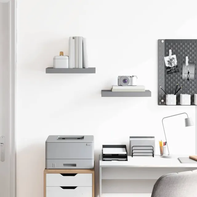 Étagères murales flottantes 2 pcs Gris 40x23x3,8 cm MDF