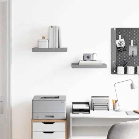 Étagères murales flottantes 2 pcs Gris 40x23x3,8 cm MDF