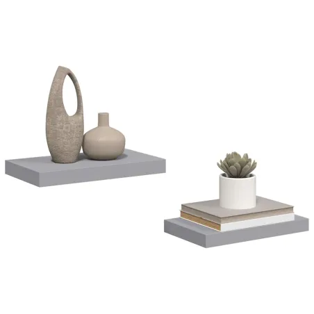 Étagères murales flottantes 2 pcs Gris 40x23x3,8 cm MDF