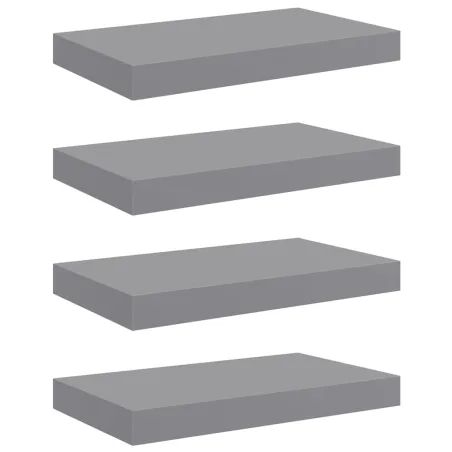 Étagères murales flottantes 4 pcs Gris 40x23x3,8 cm MDF