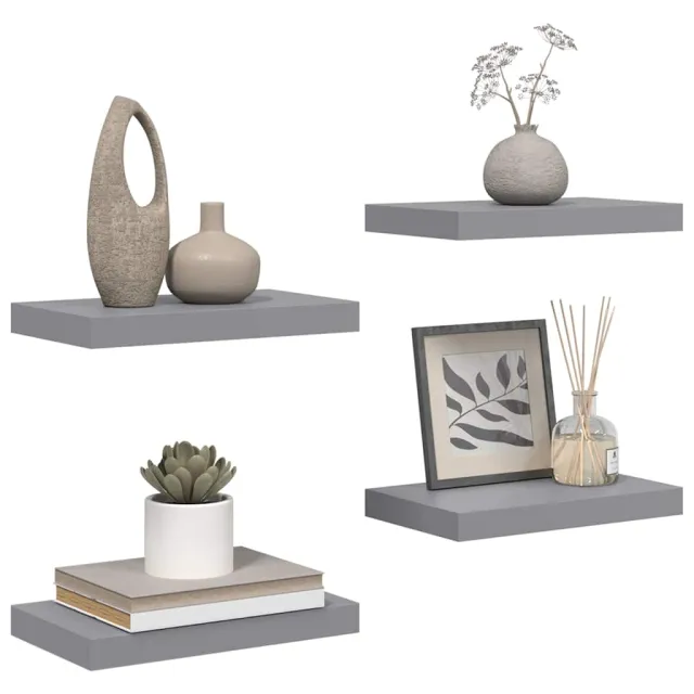 Étagères murales flottantes 4 pcs Gris 40x23x3,8 cm MDF