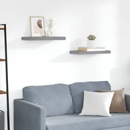 Étagère murale flottante gris 50x23x3,8 cm MDF