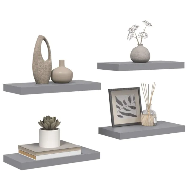 Étagères murales flottantes 4 pcs gris 50x23x3,8 cm MDF