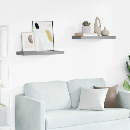 Étagères murales flottantes 2 pcs Gris 60x23,5x3,8 cm MDF