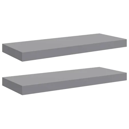 Étagères murales flottantes 2 pcs Gris 60x23,5x3,8 cm MDF