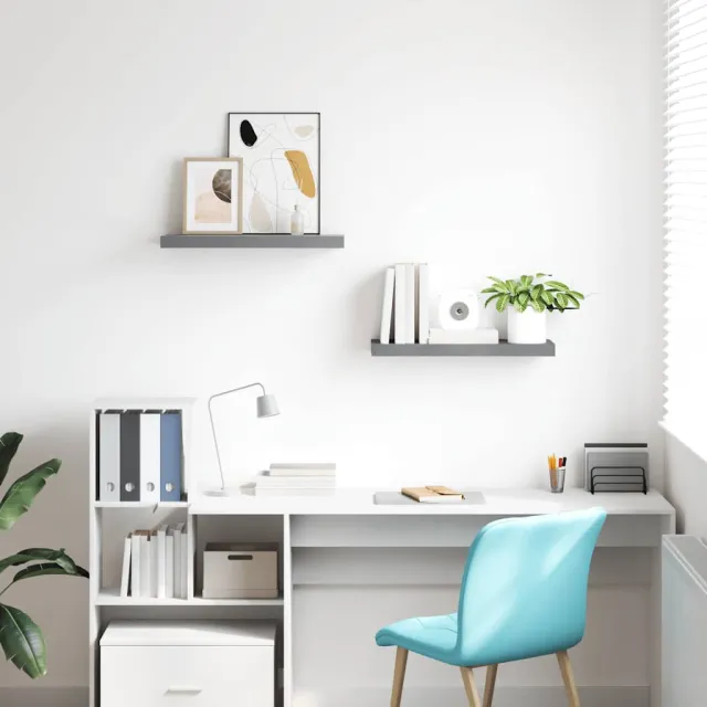 Étagères murales flottantes 2 pcs Gris 60x23,5x3,8 cm MDF