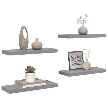 Étagères murales flottantes 4 pcs Gris 60x23,5x3,8 cm MDF