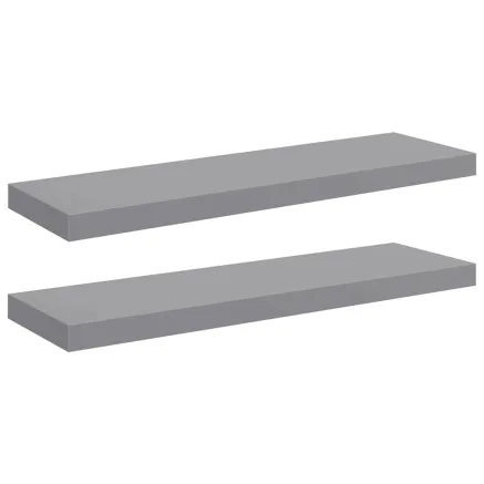 Étagères murales flottantes 2 pcs gris 80x23,5x3,8 cm MDF 2