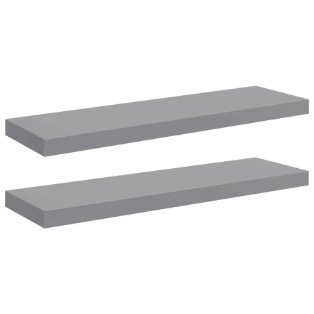 Étagères murales flottantes 2 pcs gris 80x23,5x3,8 cm MDF