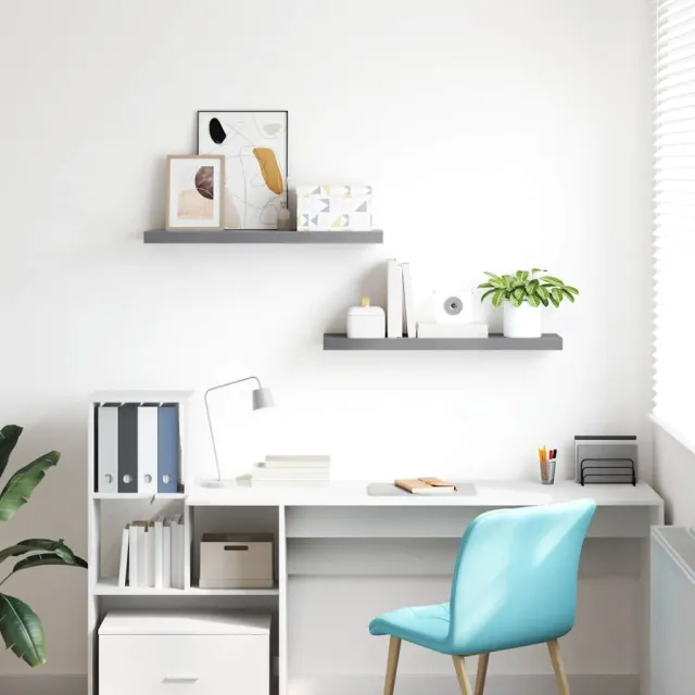 Étagères murales flottantes 2 pcs gris 80x23,5x3,8 cm MDF