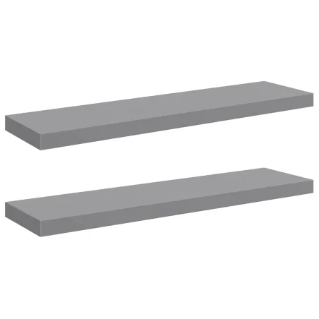 Étagères murales flottantes 2 pcs gris 90x23,5x3,8 cm MDF