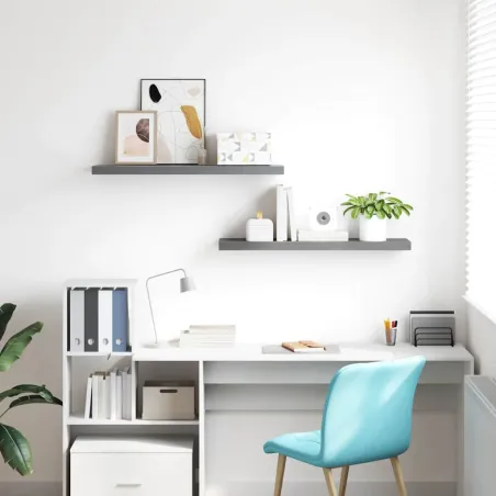 Étagères murales flottantes 2 pcs gris 90x23,5x3,8 cm MDF