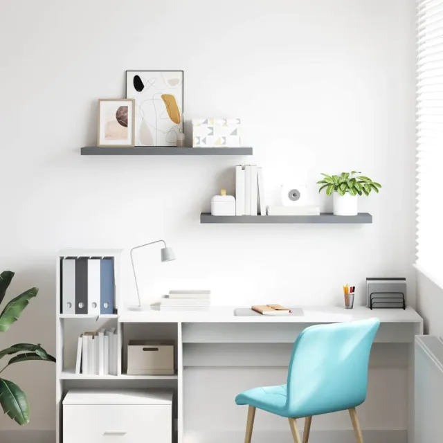 Étagères murales flottantes 2 pcs gris 120x23,5x3,8 cm MDF