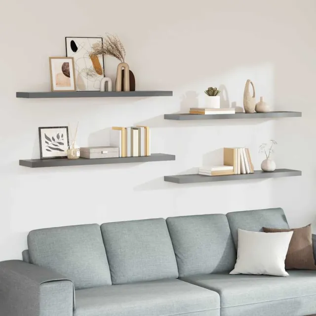 Étagères murales flottantes 4 pcs gris 120x23,5x3,8 cm MDF