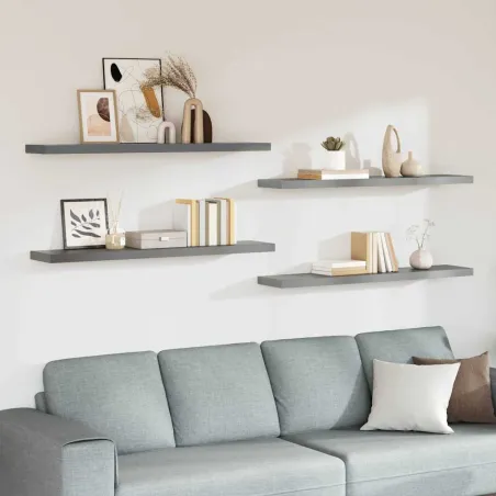 Étagères murales flottantes 4 pcs gris 120x23,5x3,8 cm MDF