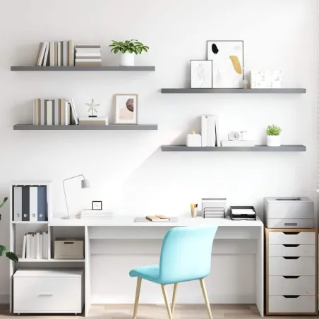 Étagères murales flottantes 4 pcs gris 120x23,5x3,8 cm MDF