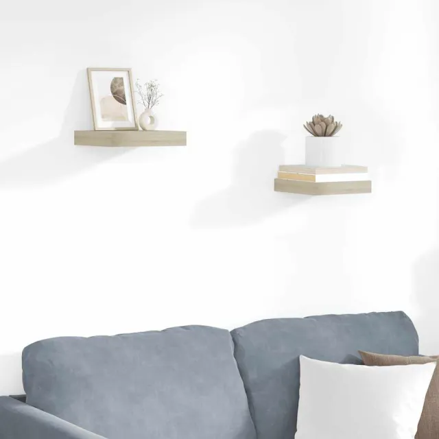 Étagères murales flottantes 2 pcs chêne 23x23,5x3,8 cm MDF