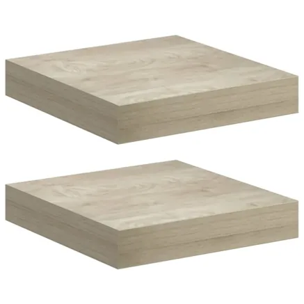 Étagères murales flottantes 2 pcs chêne 23x23,5x3,8 cm MDF 2
