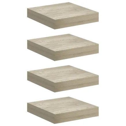 Étagères murales flottantes 4 pcs chêne 23x23,5x3,8 cm MDF 2