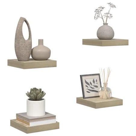 Étagères murales flottantes 4 pcs chêne 23x23,5x3,8 cm MDF