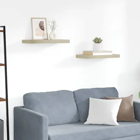 Étagères murales flottantes 2 pcs chêne 50x23x3,8 cm MDF