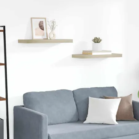 Étagères murales flottantes 2 pcs chêne 60x23,5x3,8 cm MDF