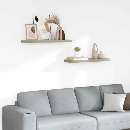 Étagères murales flottantes 2 pcs Chêne 80x23,5x3,8 cm MDF