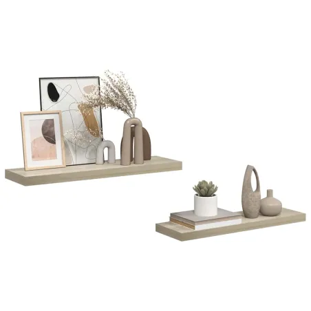 Étagères murales flottantes 2 pcs Chêne 80x23,5x3,8 cm MDF