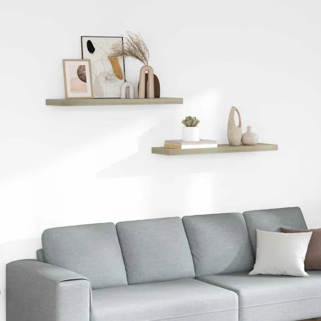 Étagères murales flottantes 2 pcs chêne 90x23,5x3,8 cm MDF