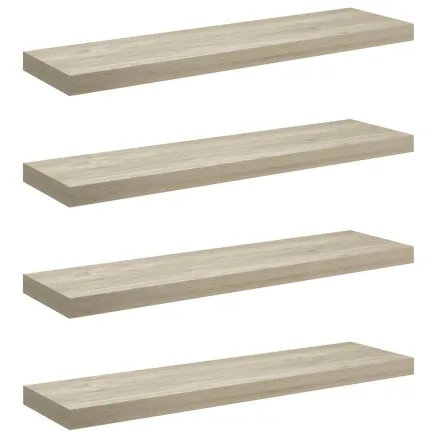 Étagères murales flottantes 4 pcs chêne 90x23,5x3,8 cm MDF 2
