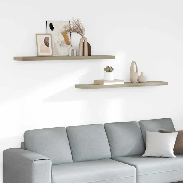 Étagères murales flottantes 2 pcs Chêne 120x23,5x3,8 cm MDF