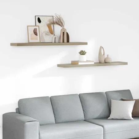 Étagères murales flottantes 2 pcs Chêne 120x23,5x3,8 cm MDF