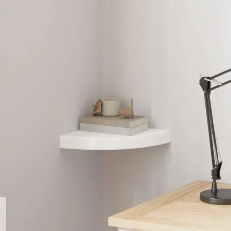 Étagère d'angle flottante Blanc brillant 25 x 25 x 3,8 cm MDF