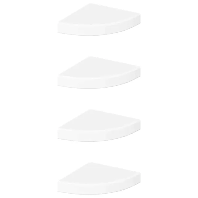 Étagères d'angle flottantes 4 pièces Blanc brillant 25 x 25 x 3,8 cm MDF