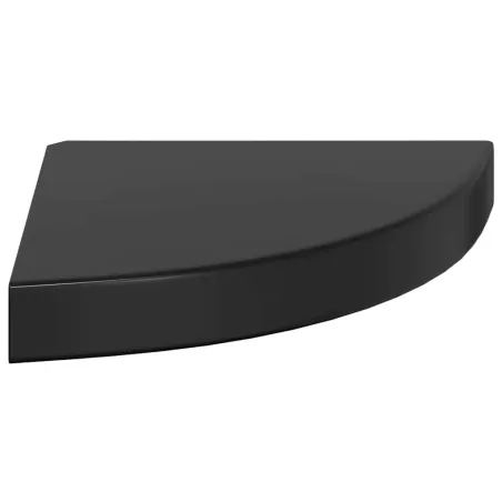 Étagères d'angle flottantes 4 pcs noir brillant 25x25x3,8cm MDF