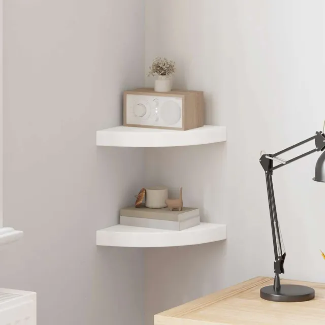 Étagères d'angle flottantes 2 pcs blanc 25x25x3,8 cm MDF