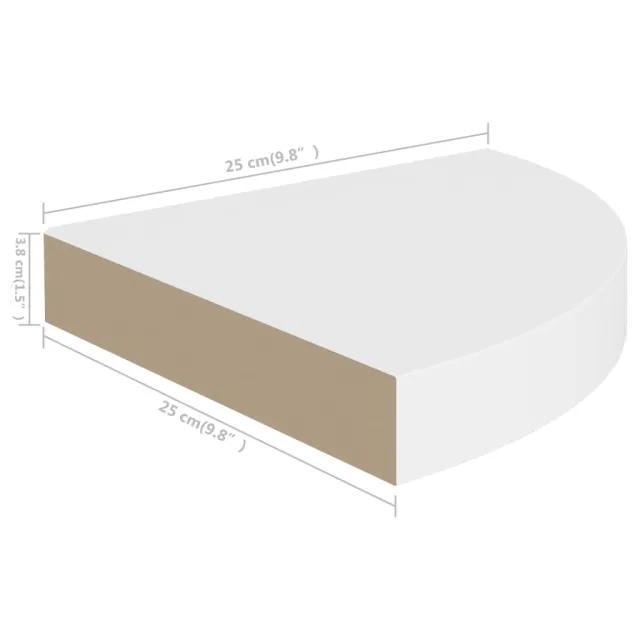 Étagères d'angle flottantes 2 pcs blanc 25x25x3,8 cm MDF