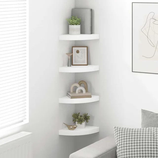 Étagères d'angle flottantes 4 pcs blanc 25x25x3,8 cm MDF
