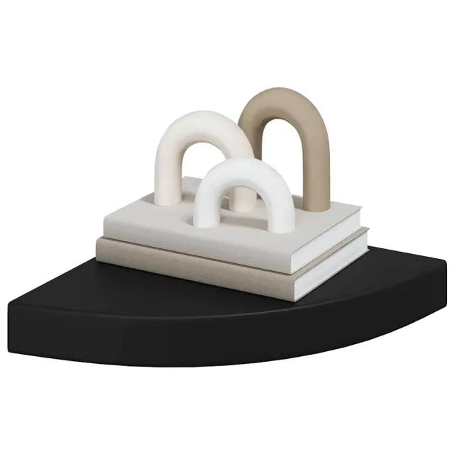 Étagères d'angle flottantes 2 pcs noir 25x25x3,8 cm MDF