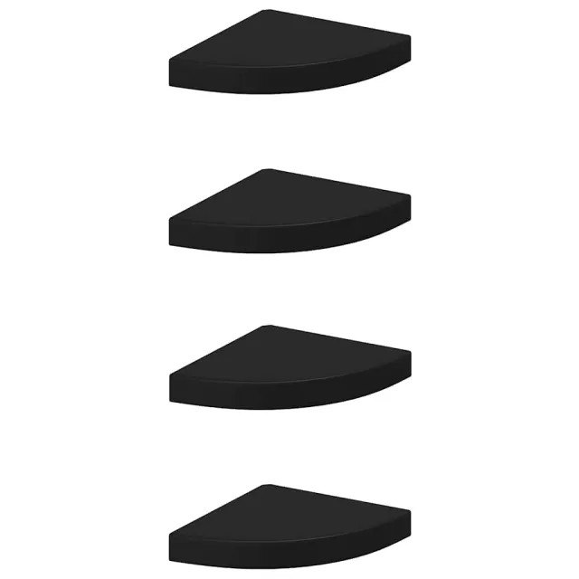 Étagères d'angle flottantes 4 pcs noir 25x25x3,8 cm MDF