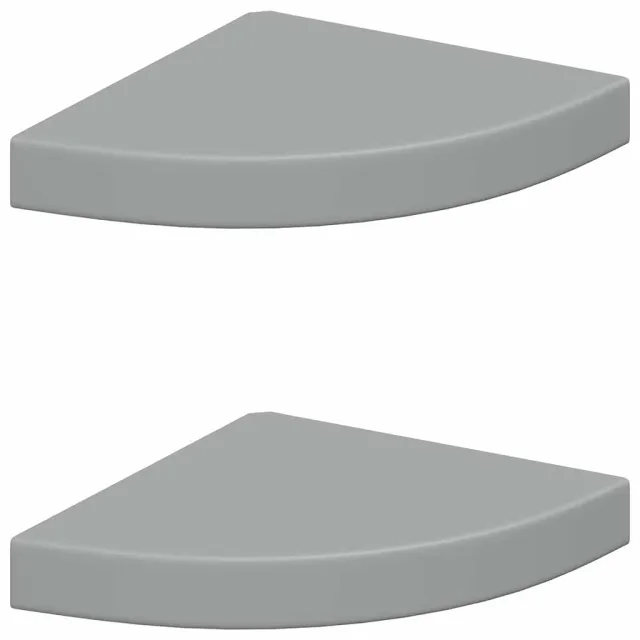 Étagères d'angle flottantes 2 pcs gris 25x25x3,8 cm MDF