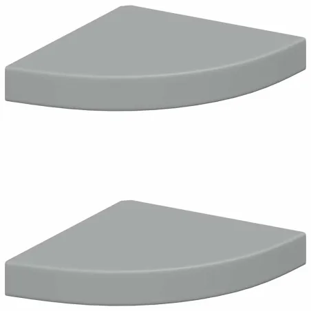 Étagères d'angle flottantes 2 pcs gris 25x25x3,8 cm MDF